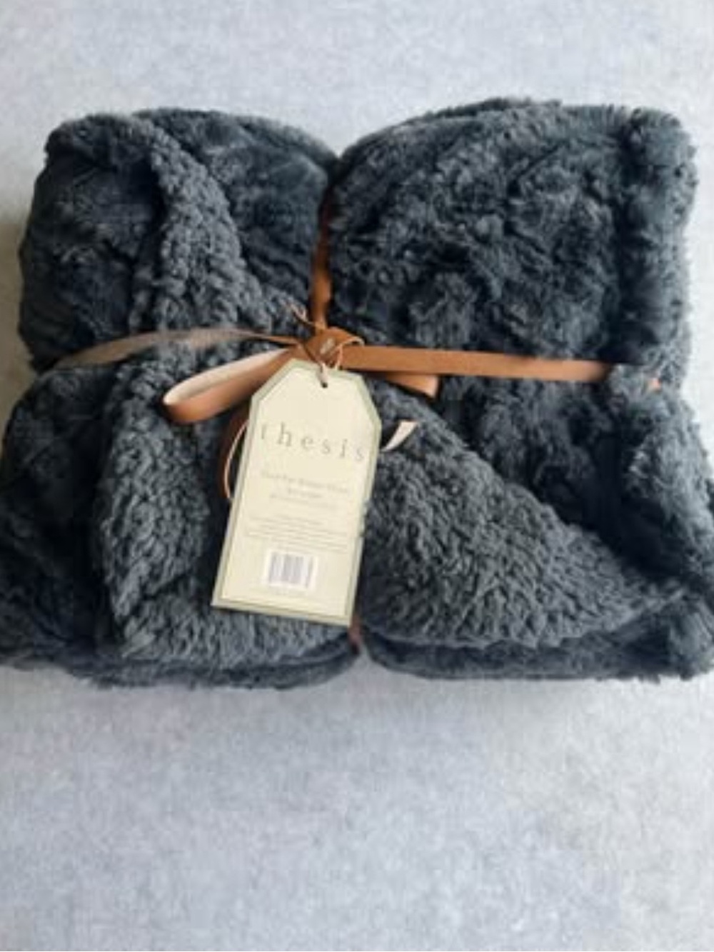 Thesis Plush Sherpa Throw Blanket in Charcoal Gray